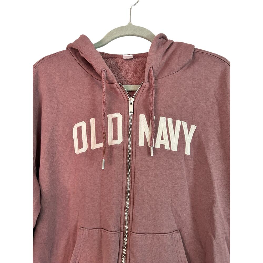 Old Navy Full Zip Spell Out Hoodie Sweatshirt Abalone Pink, Size Medium - Picture 4 of 7